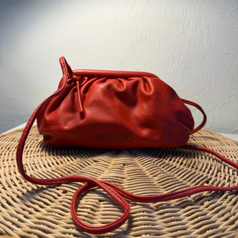 Steve Madden Red Ruched Drawstring Crossbody